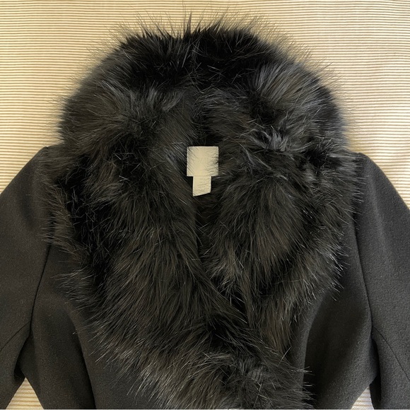 H&M Black Faux Fur Trimmed Coat - Picture 4 of 4